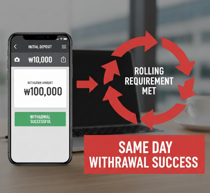 꽁머니 사용법 - 10만 원 출금 성공 사례 캡처 화면