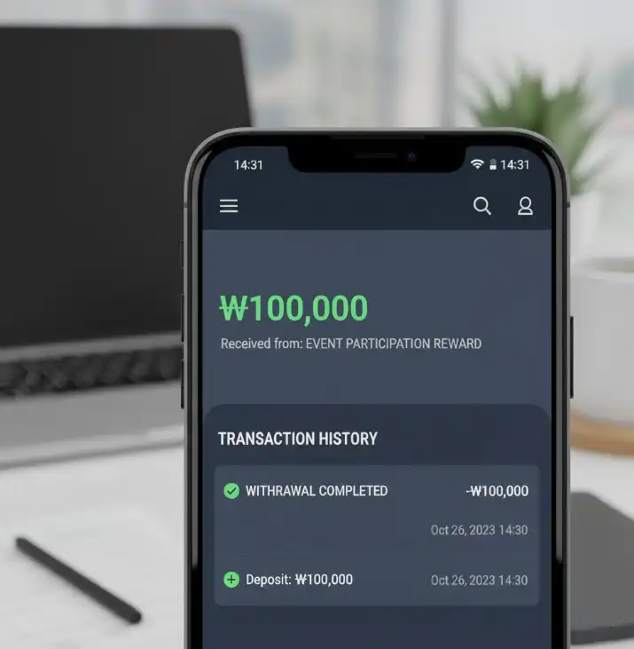 이벤트 참여 후 실제 지급된 100,000원
