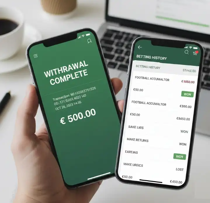 실제 출금 완료 캡처 화면과 베팅 내역이 함께 있는 인증샷