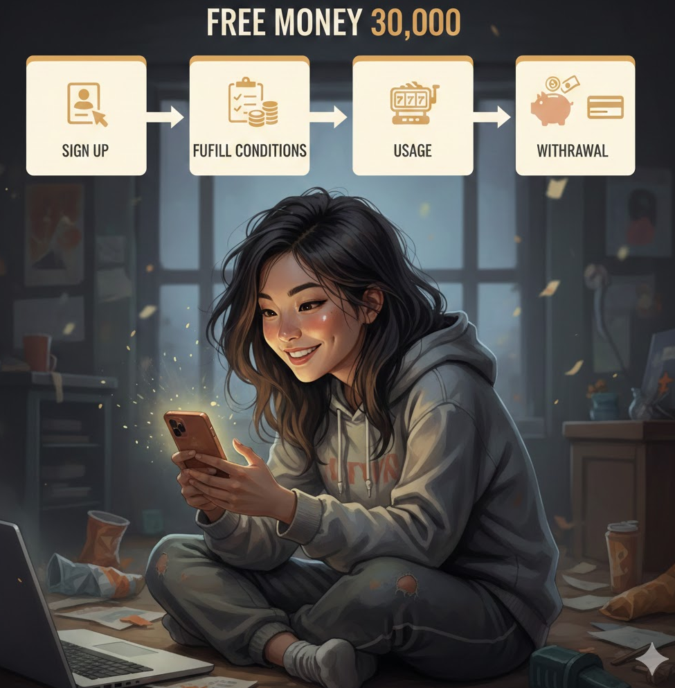 지급 흐름 인포그래픽 – 가입 → 조건 충족 → 사용 → 출금까지의 단계별 프로세스