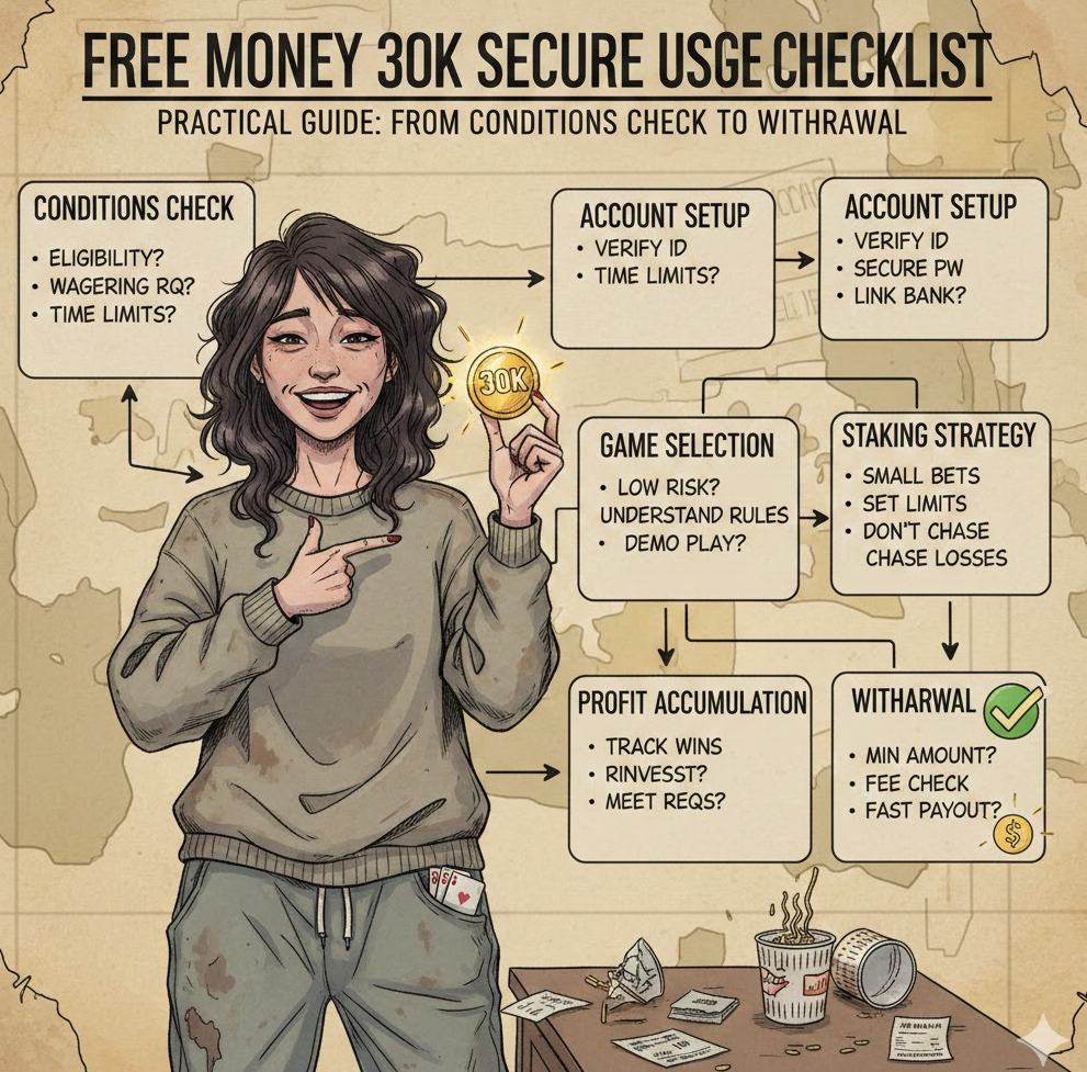 꽁머니 3만 안전 활용 체크리스트 인포그래픽 – 조건 확인부터 출금까지의 실전 가이드